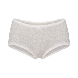 LIGHTWEIGHT COTTON POINTELLE LACE BOY SHORT | LIGHT HEATHER GREY PIN DOT