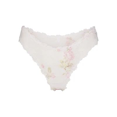 STRETCH LACE DIPPED THONG | SNOW VINTAGE FLORAL PRINT