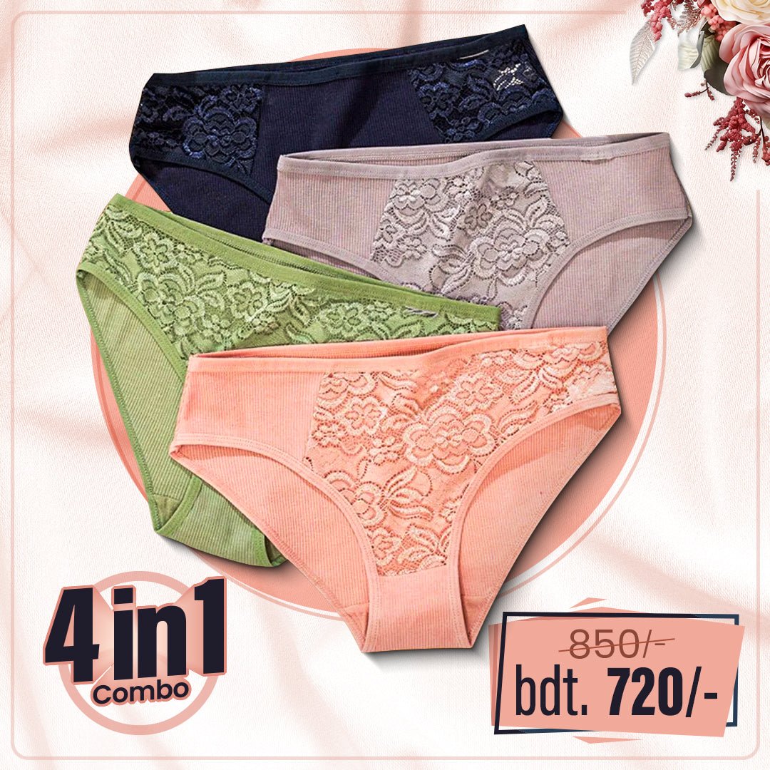 4 Pieces Combo Set Japanese Style Women's Breathable and Comfortable Panties