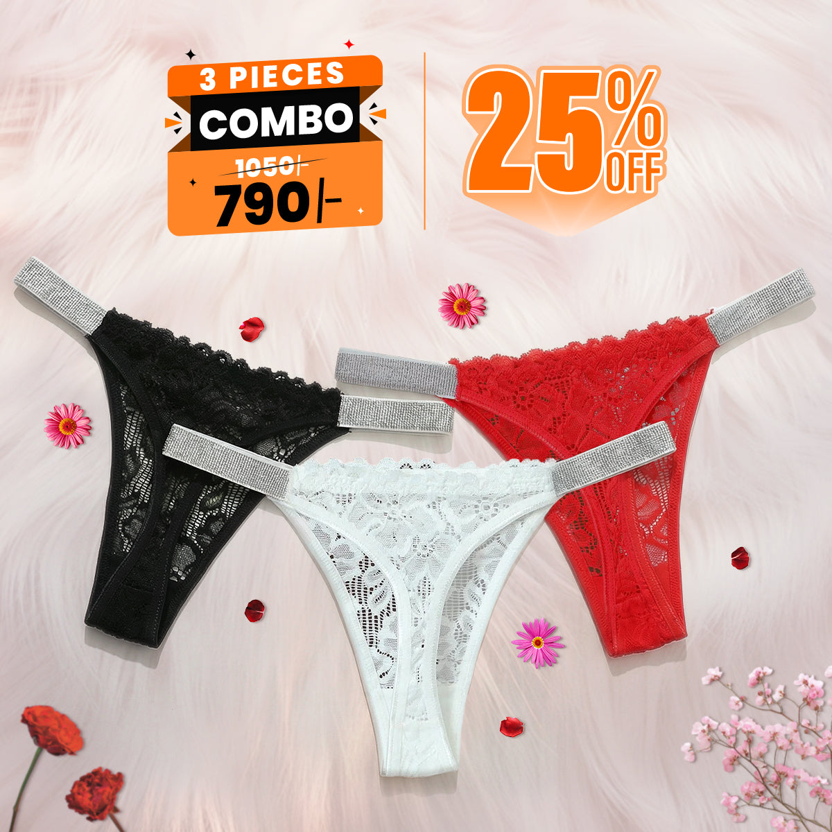 Women's Charming and Beautiful Mesh Fabric Thong Panties