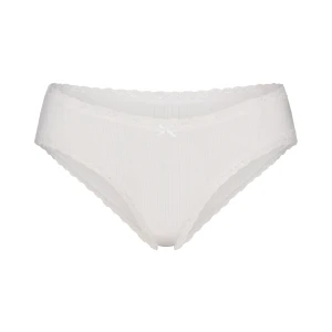 LIGHTWEIGHT COTTON POINTELLE LACE BRIEF | SNOW