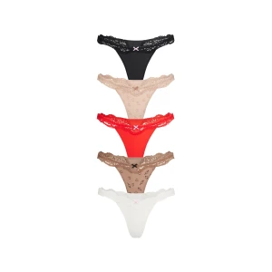 FITS EVERYBODY LACE STRING THONG 5-PACK | SKETCHED HEARTS MULTI