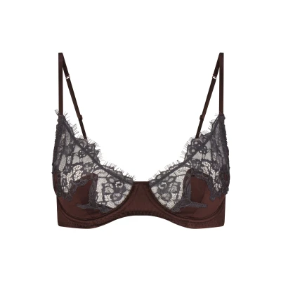 SILK LACE UNLINED DEMI BRA | ESPRESSO CONTRAST